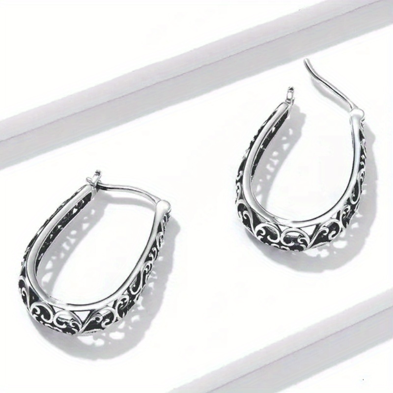 Vintage Boho Hoop Earrings for Women Filigree Cutout Floral